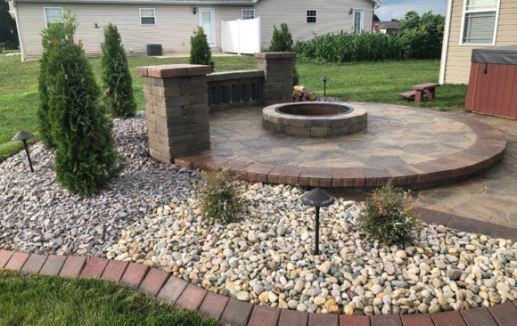 Firepit with landscaping